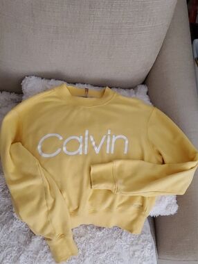 Calvin Klein Yellow Crewneck Sweatshirt with White Logo